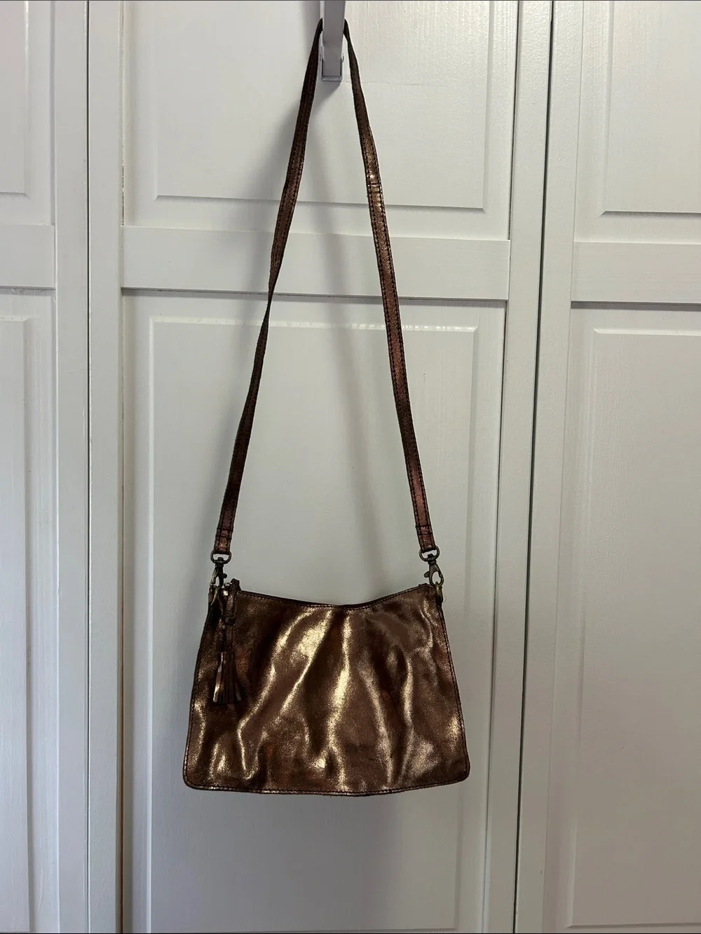 Anthropologie EAST Metallic Bronze Crossbody Bag